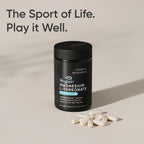 Sports Research Magnesium L Threonate bottle next to wellness icons representing deep sleep