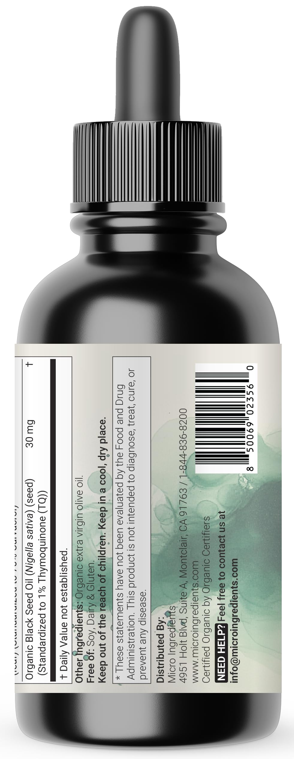 Micro Ingredients brand USA imported wellness oil drops standing upright on display