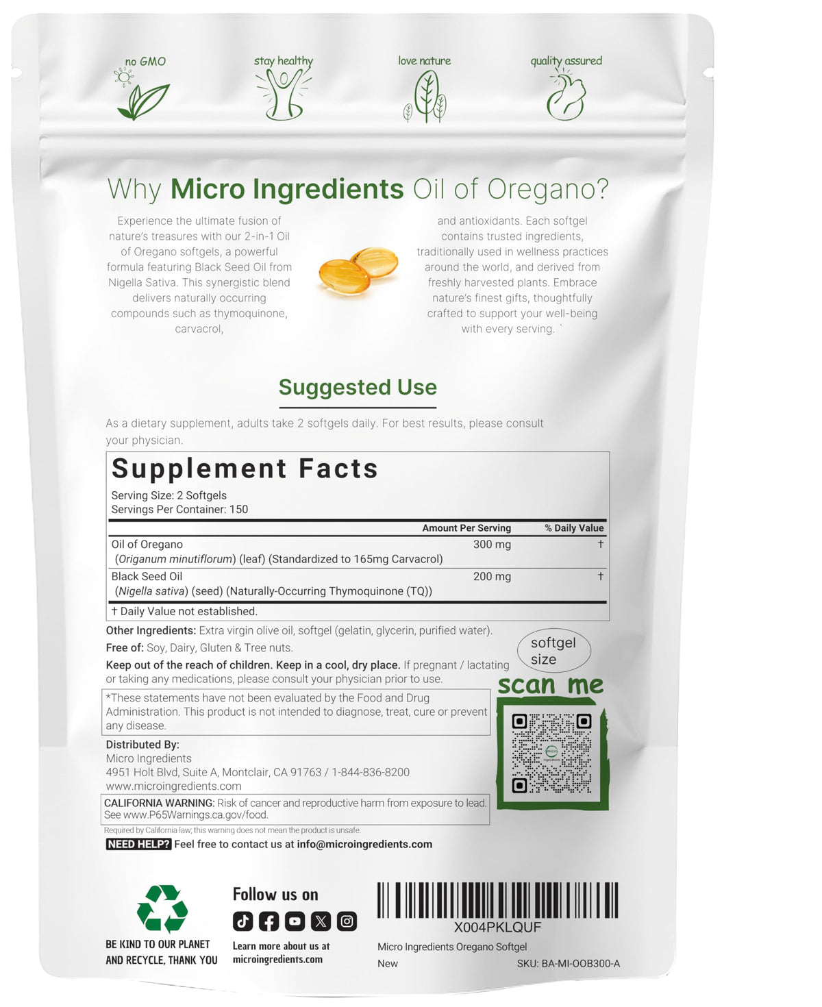 Micro Ingredients double strength defense dietary supplement packaging showcasing its purity testing seal