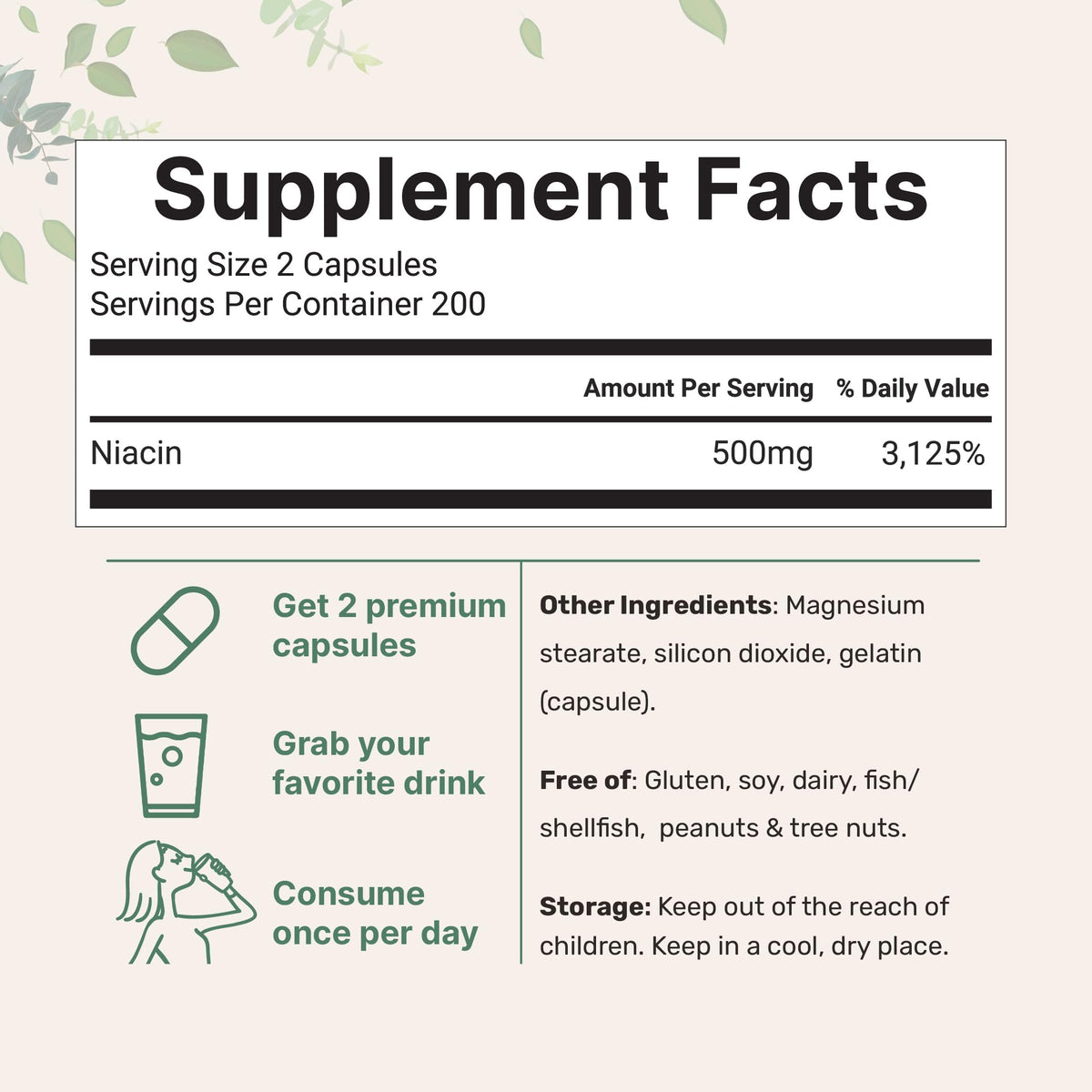 Micro Ingredients Vitamin B3 supplement bottle nutritional label