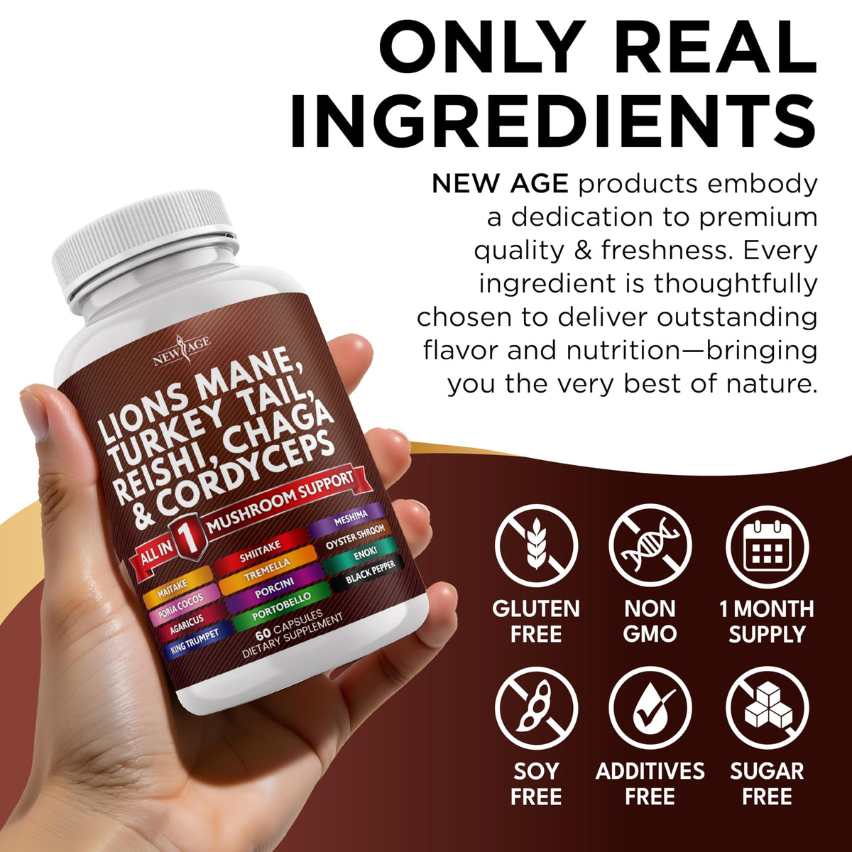 Natural wellness capsules featuring Reishi Chaga and Cordyceps extracts