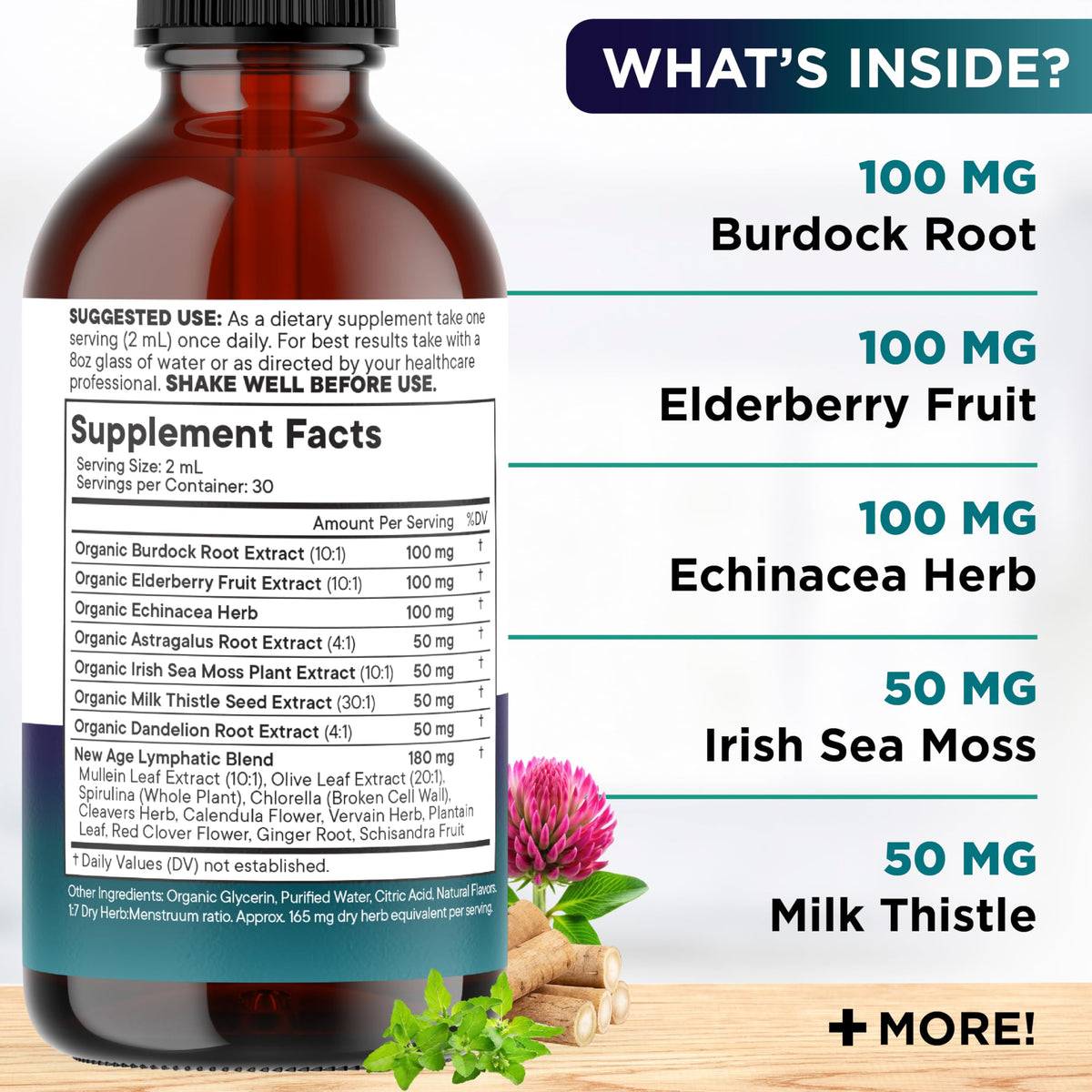 Organic herbal ingredients for lymphatic support