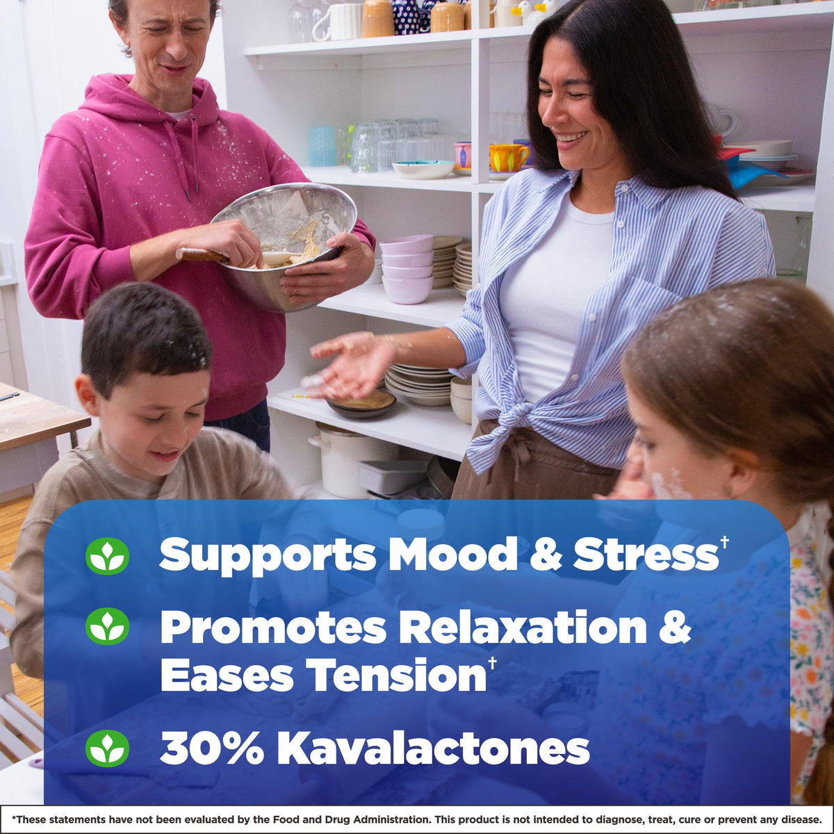 Natrol Kava Kava capsules side view highlighting the 30 percent standardized kavalactones potency claim
