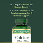 Close-up of authentic Nature's Bounty Calcium Carbonate pills for daily immune and bone support