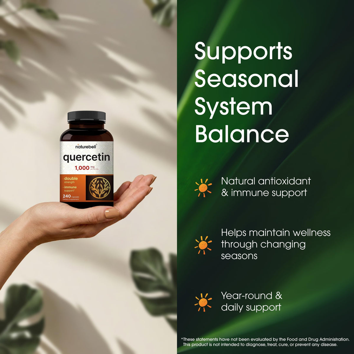 NatureBell plant based quercetin dihydrate antioxidant pills