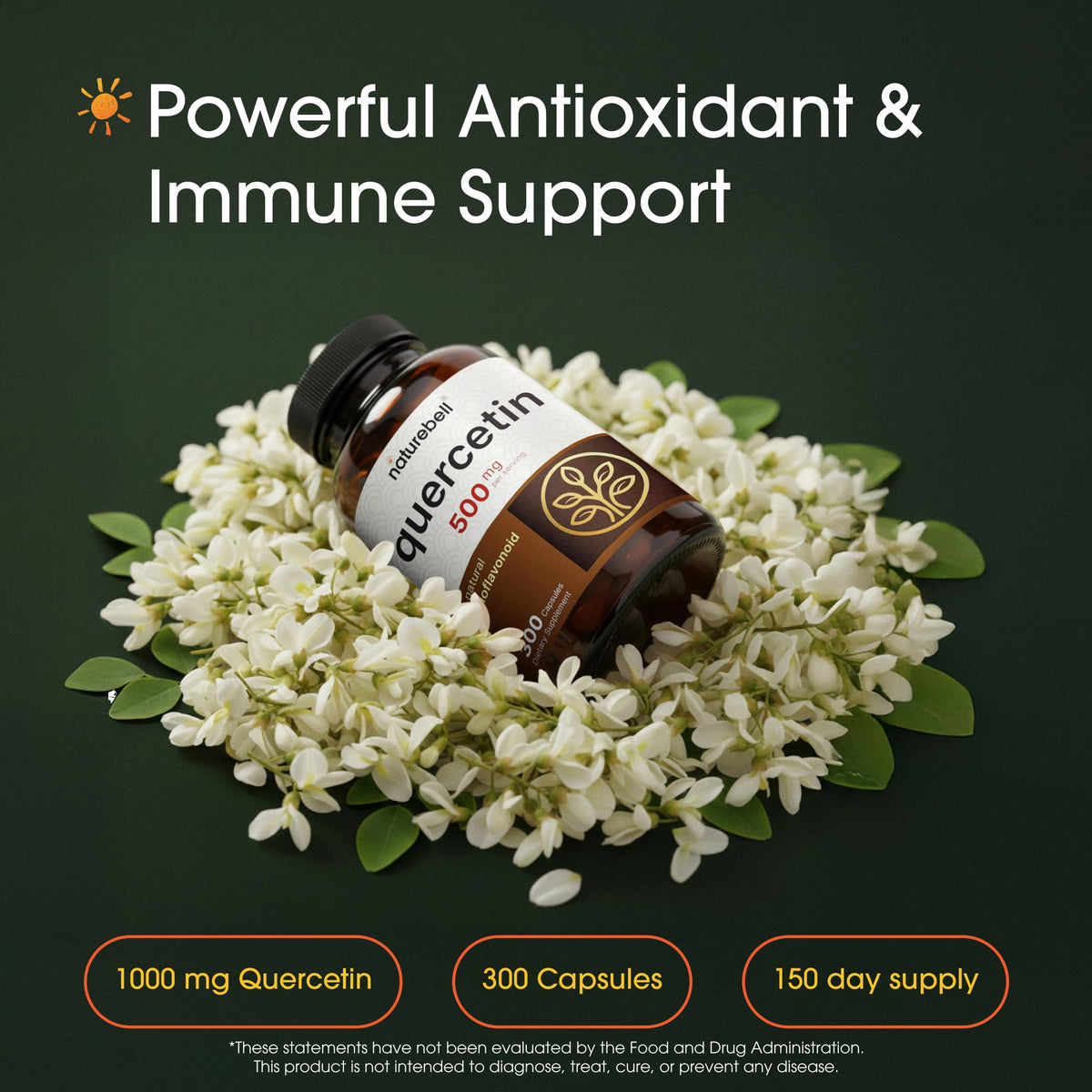 NatureBell Quercetin 240 capsules supplement facts label showing ingredients and dosage