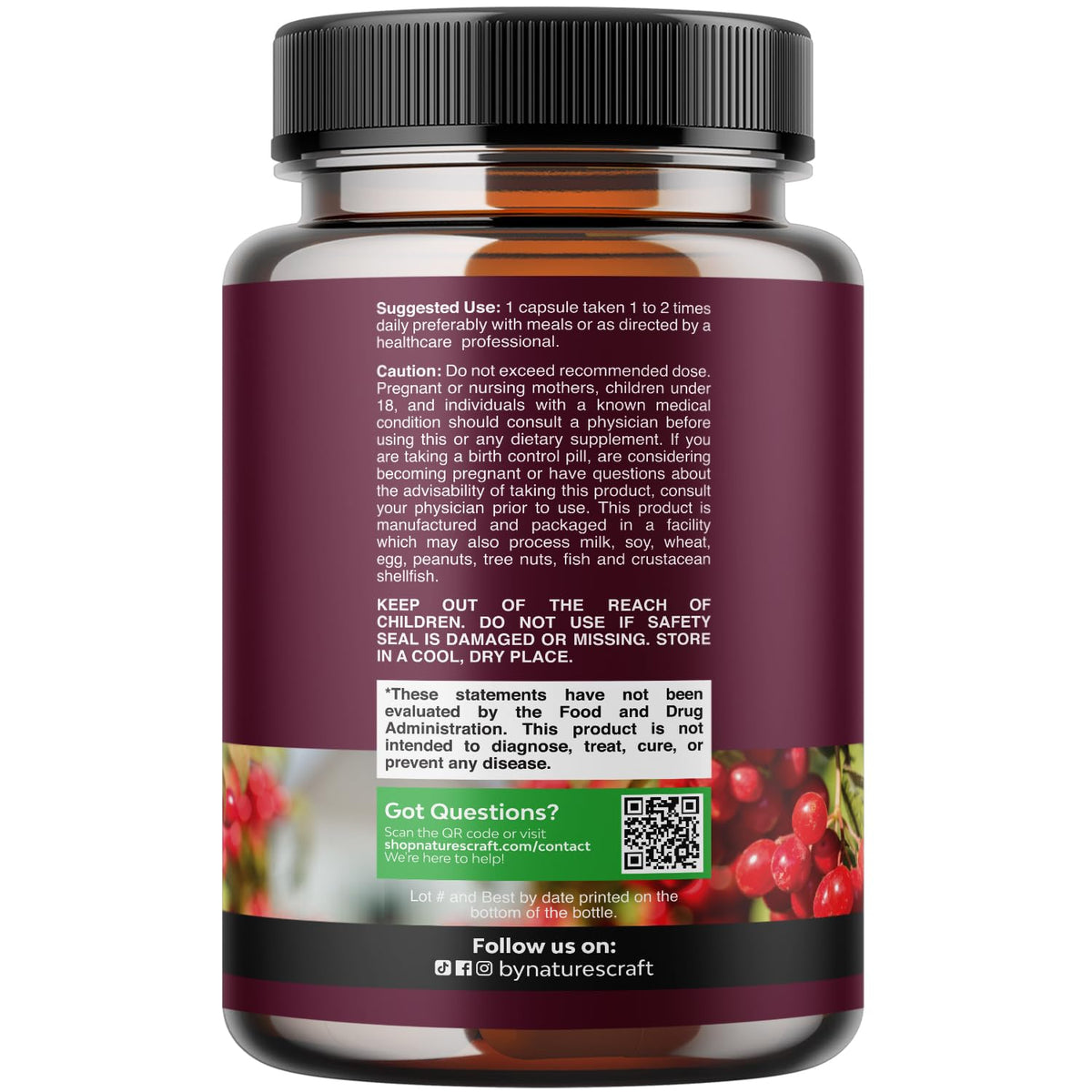 Natures Craft Advanced Kidney Support supplement bottle showing nutritional facts and ingredients list