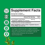 Side angle of Natures Craft antioxidant oil of oregano container imported from the United States