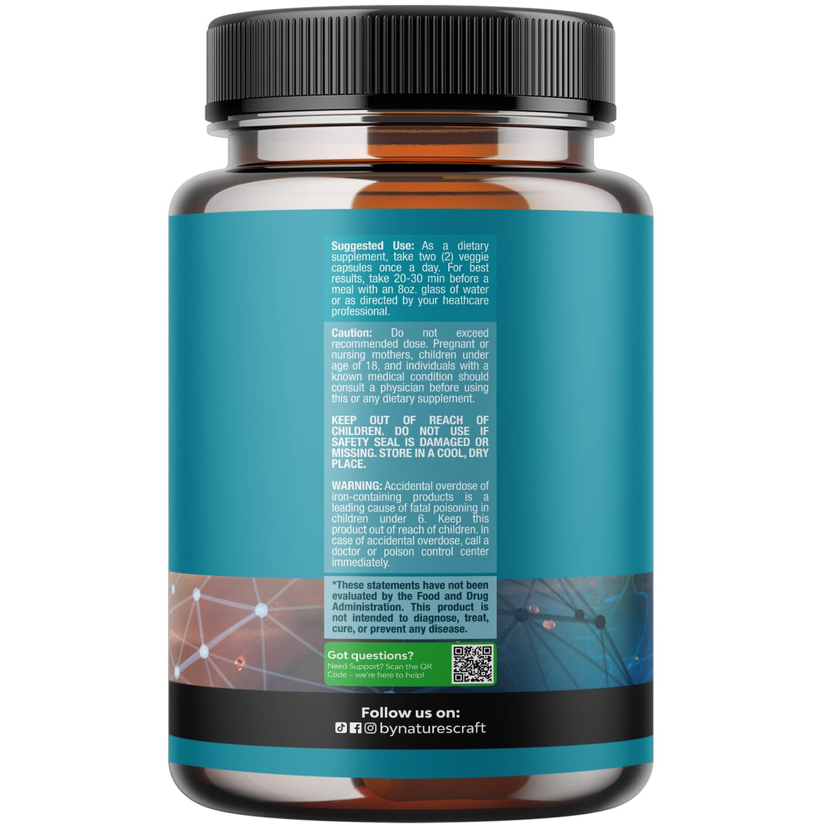 Natures Craft Mind and Memory Matrix sixty capsules supplement label facts