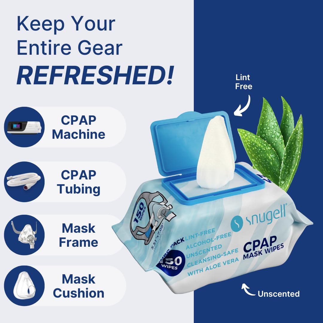 Close up of Snugell aloe vera infused CPAP wipes