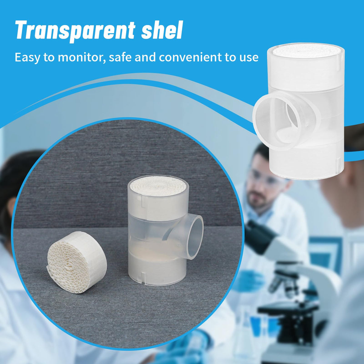 Ten pack of Threlaco tracheostomy heat and moisture exchangers in sealed medical packaging