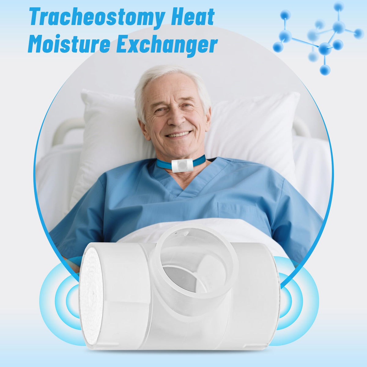 Close up of Threlaco lightweight HME filter illustrating low airflow resistance structure