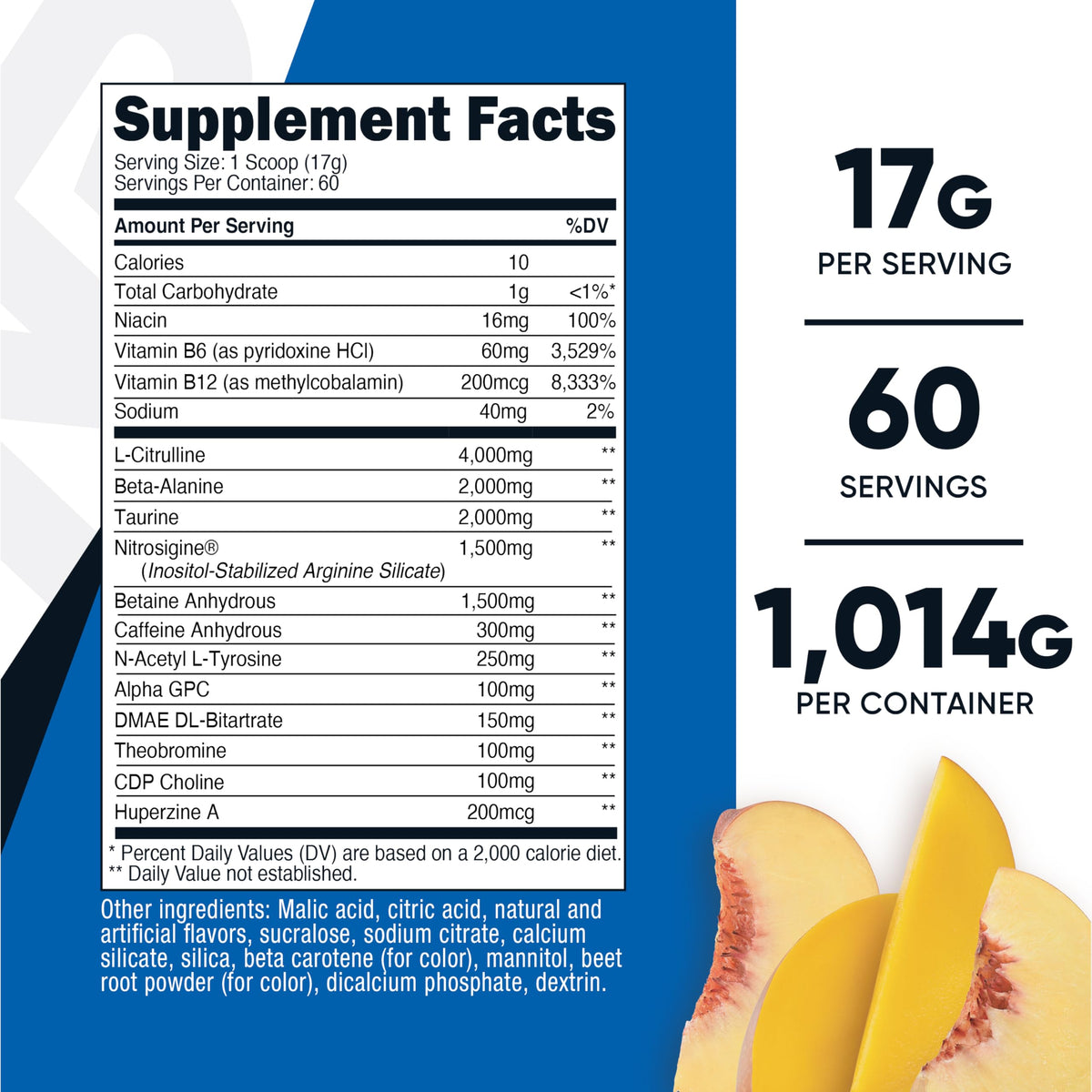 Nutricost Pre-X Xtreme 60 servings container label details