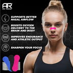 Model wearing a pink All-Relief breathing strip on the nose bridge for sleeping