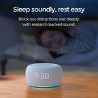 Buffbee 3-in-1 alarm clock and Bluetooth speaker with the ambient bottom light illuminated.
