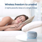 Buffbee ambient night light sound machine showing the color-changing bottom glow function.