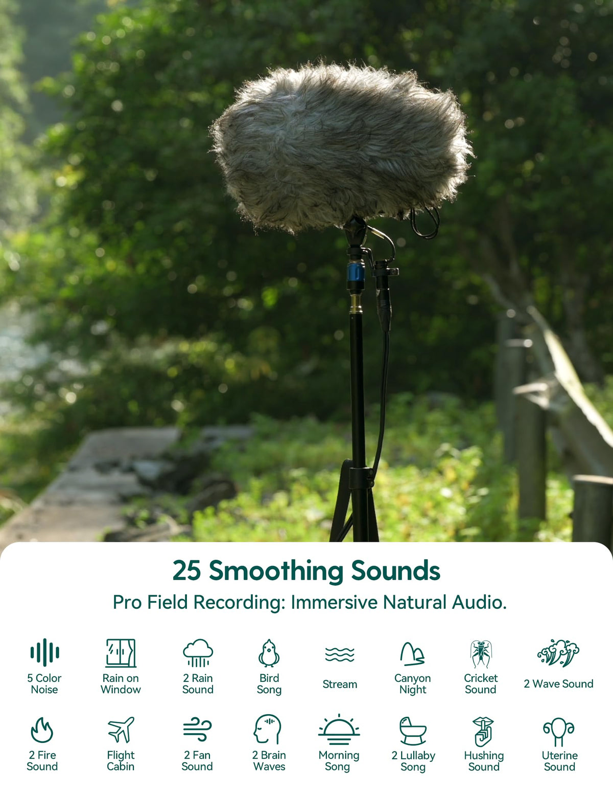 Babelio travel white noise machine showcasing its small size fitting comfortably inside a pocket.