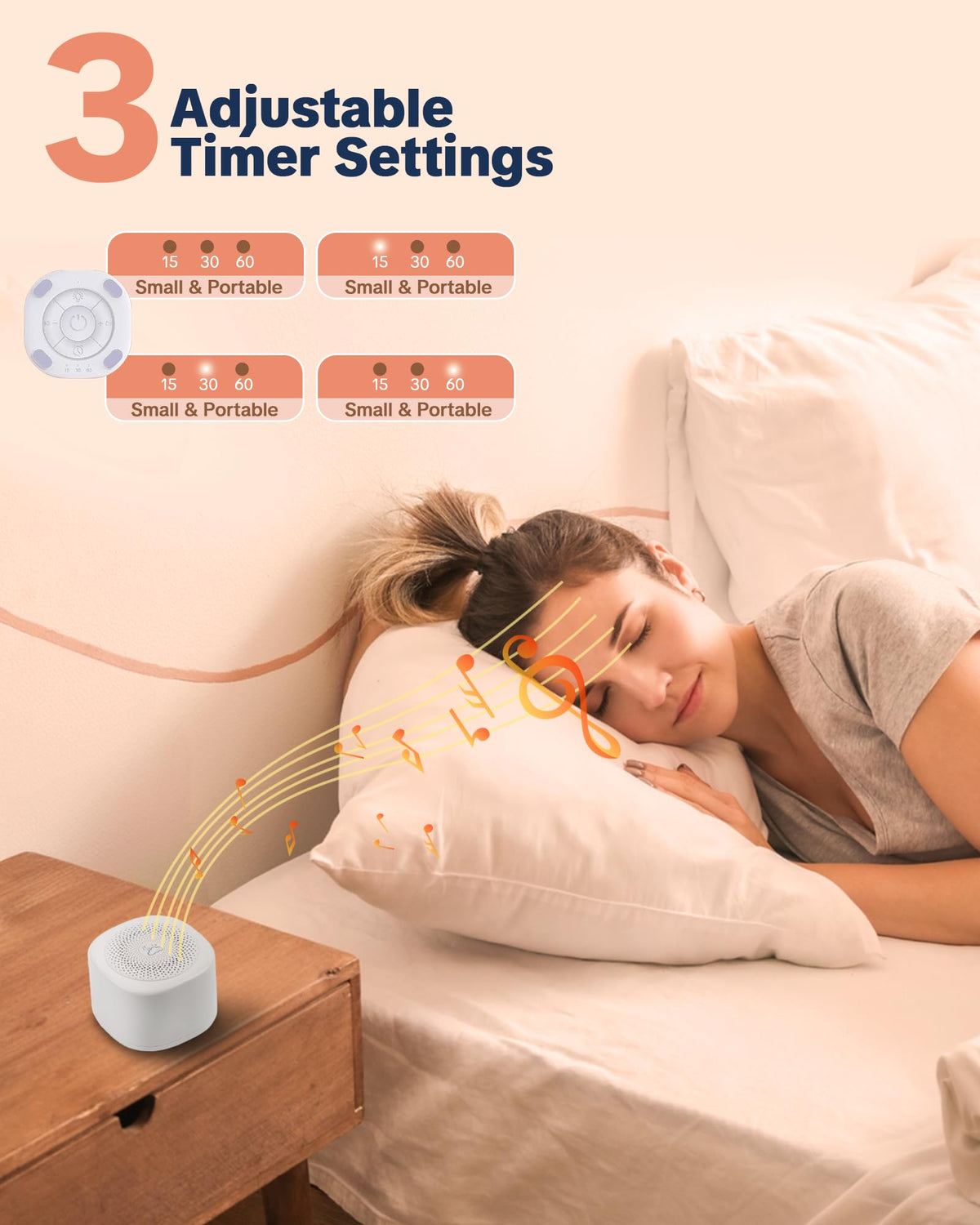 YONSEN adult sleep sound machine showing USB-C charging input port