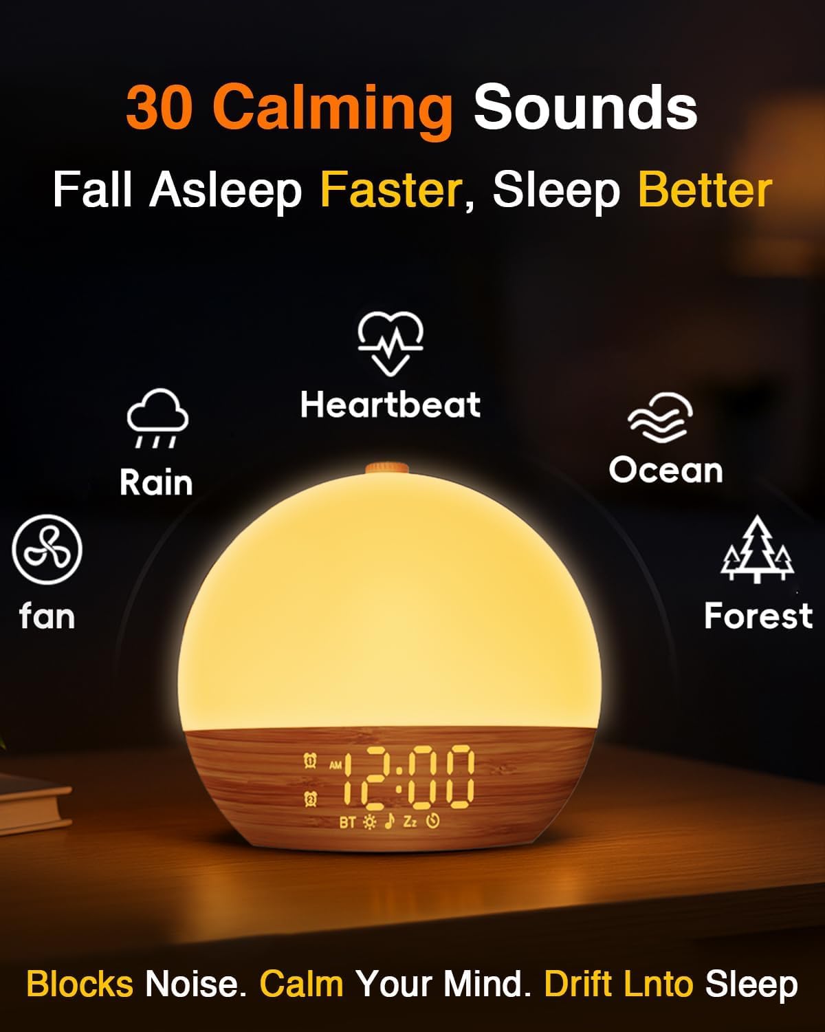 Thybro dual alarm clock illustrating the adjustable LED display brightness inside a dark bedroom environment.