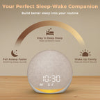 Acedeck gentle wake up alarm clock with premium fabric front panel in a modern nursery