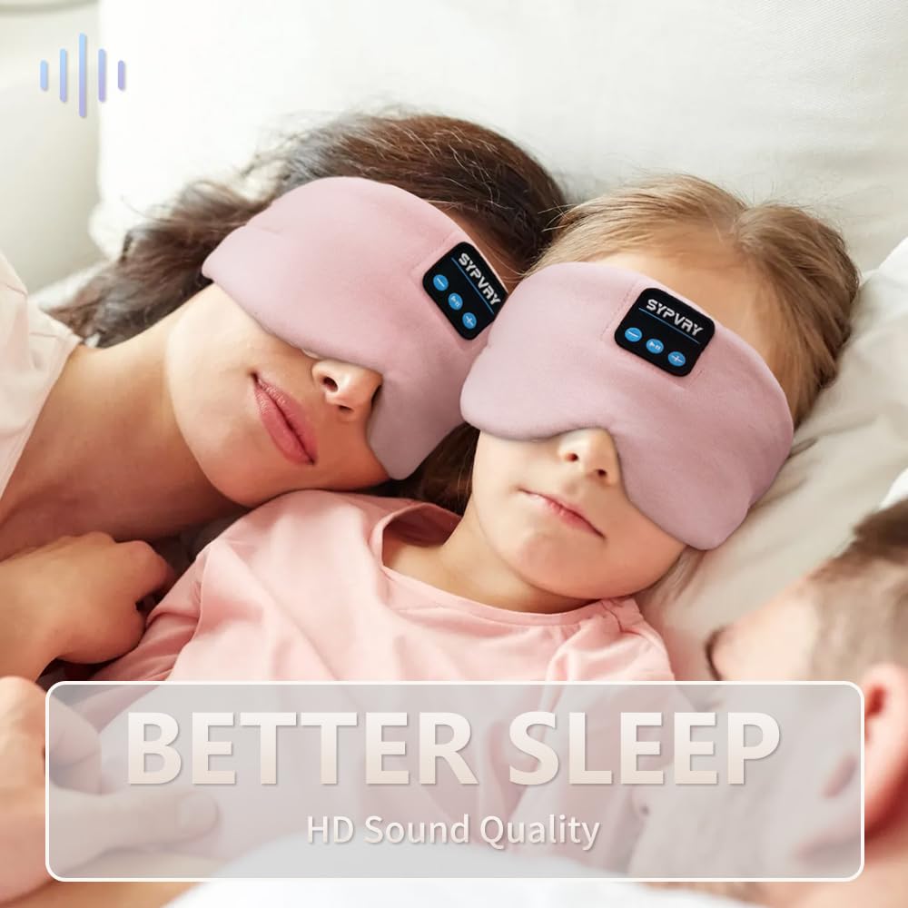 Adjustable strap detail of Sypvry pink Bluetooth eye mask