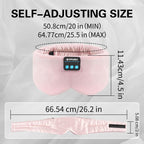 User wearing Sypvry pink Bluetooth sleep mask for relaxation