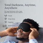 Side profile of Nox Sleep mask on model showing side sleeper design