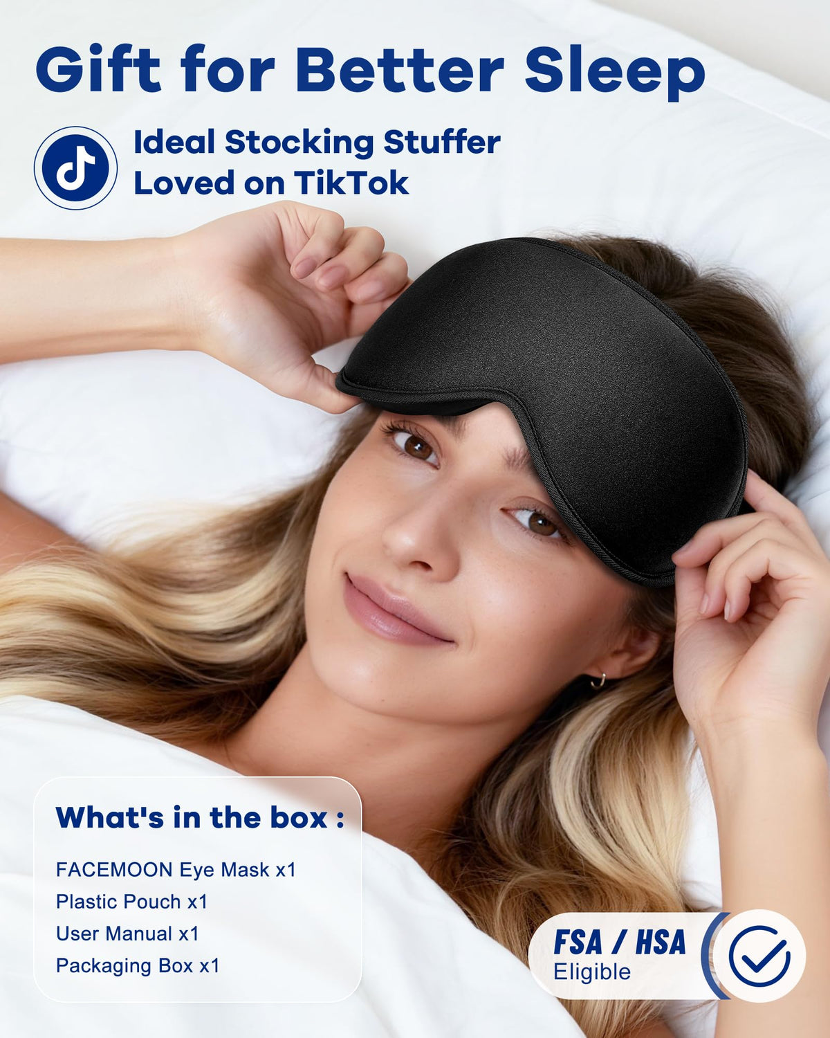 Facemoon blackout sleep mask in luxury travel packaging