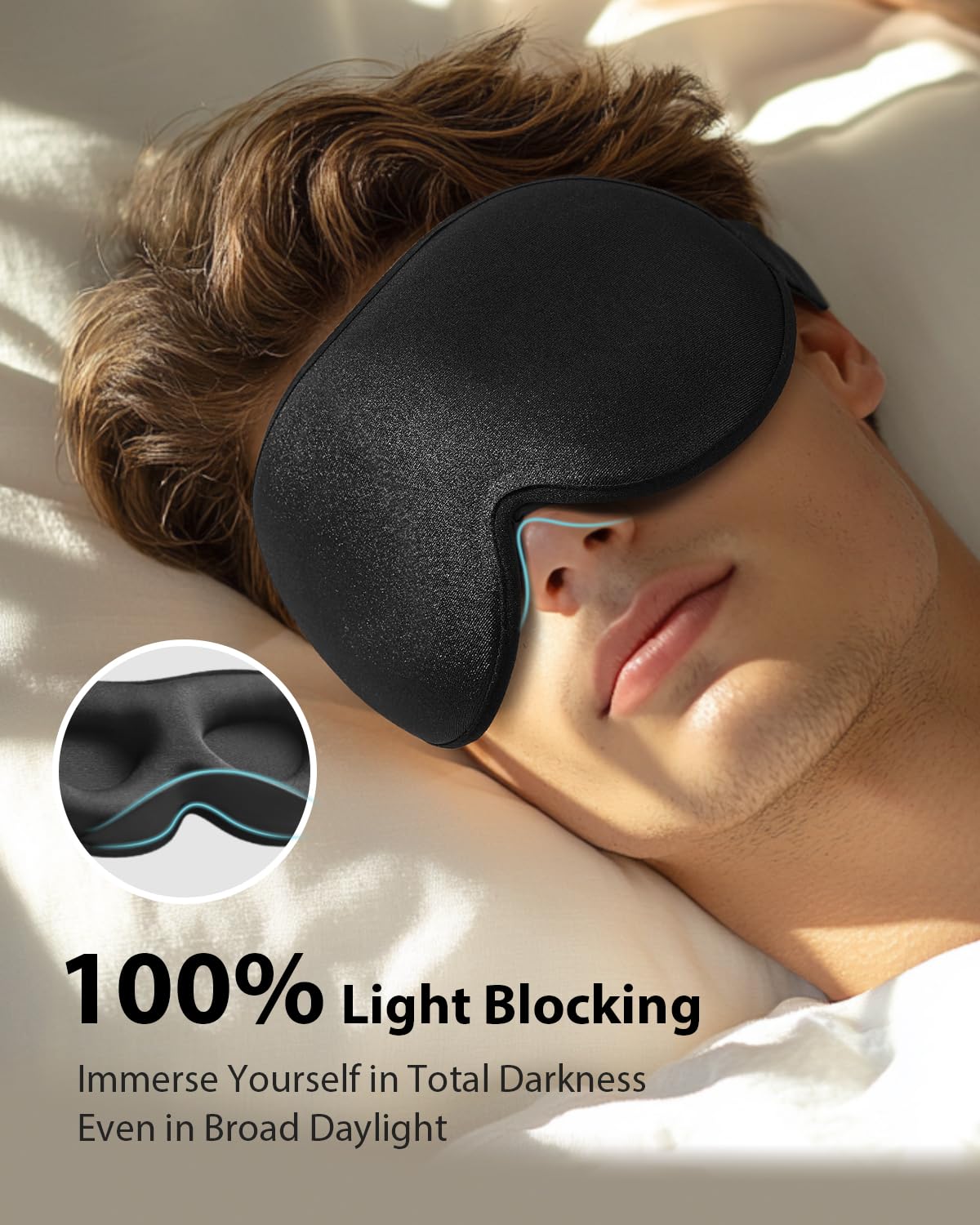 Mabao blackout eye mask on a person for lash extension protection