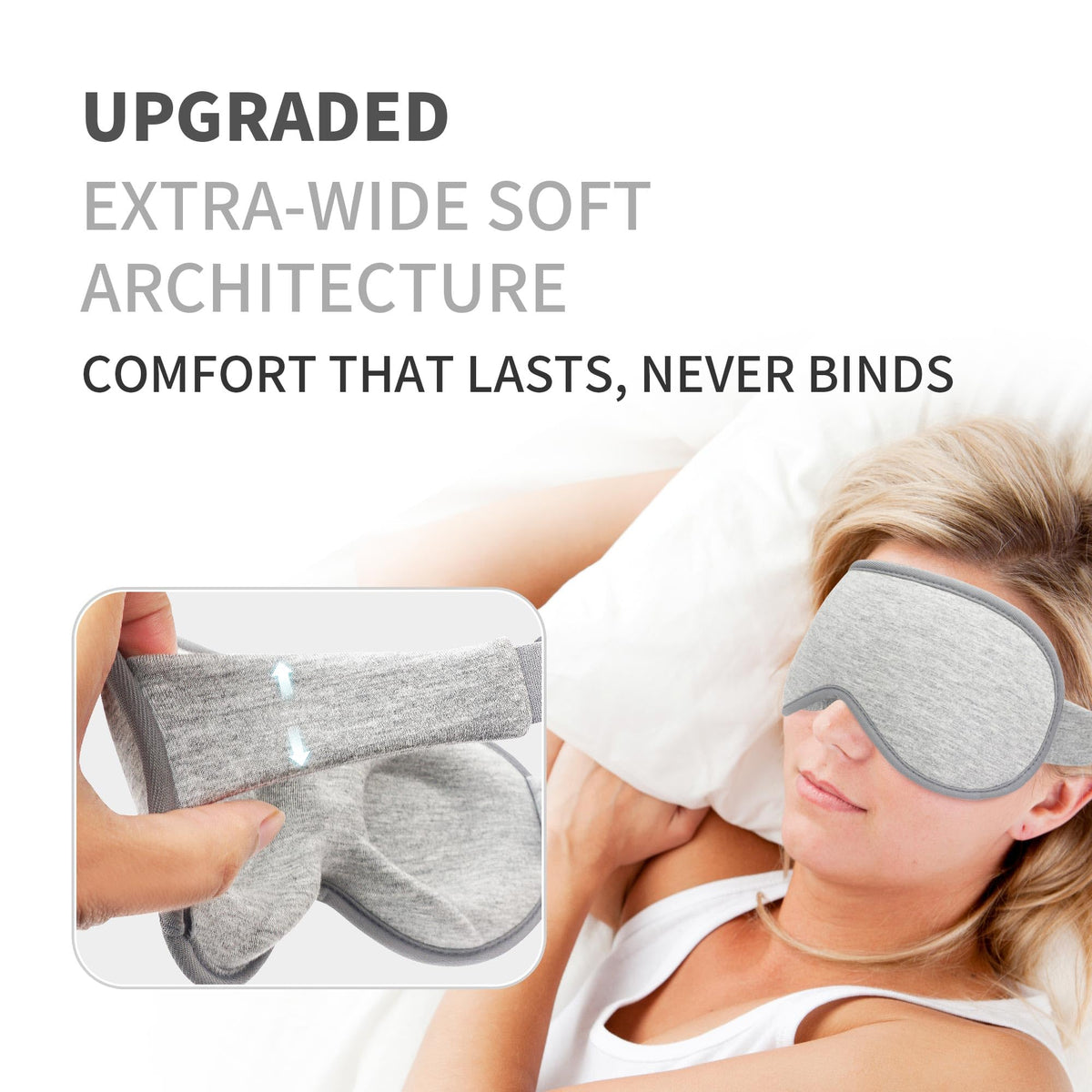 Side sleeper using 3D sleep mask for comfort