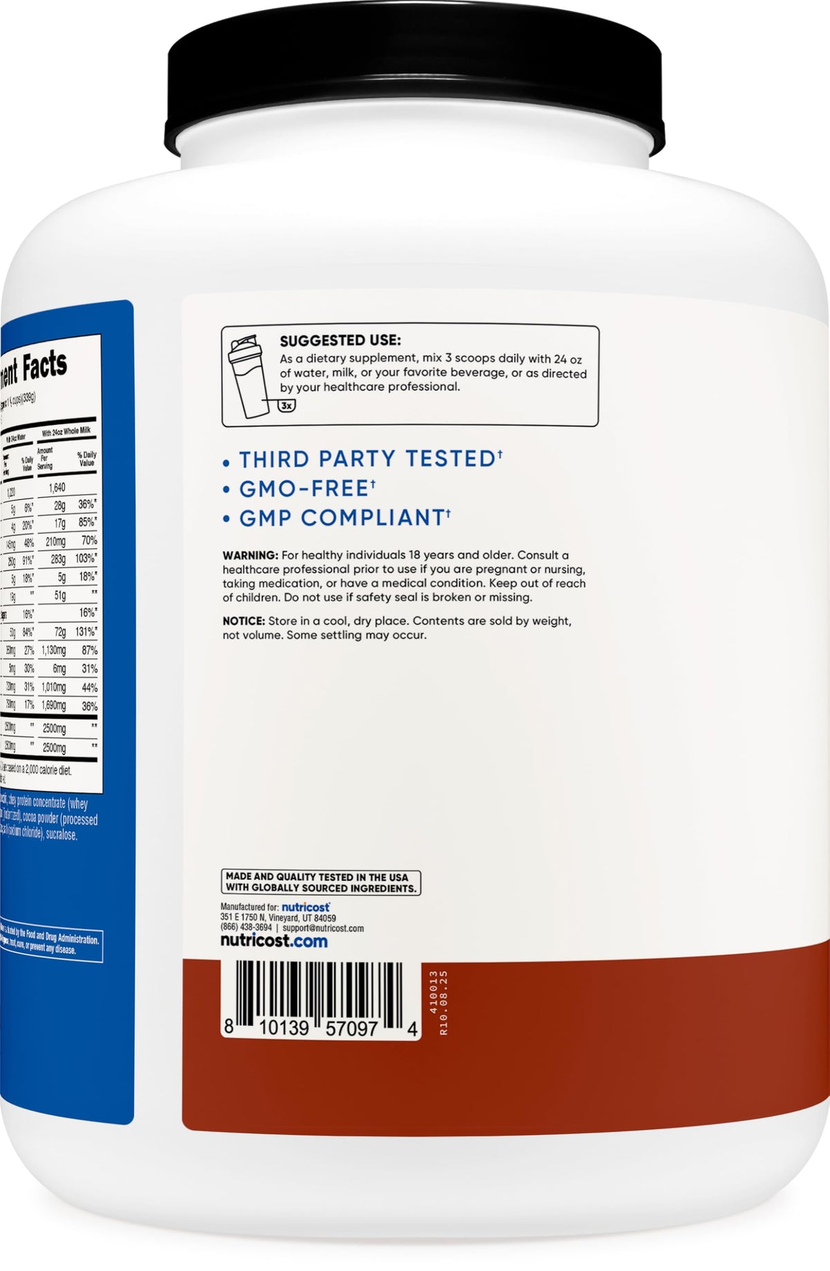 Nutricost non-GMO gluten-free mass weight gainer third party tested seal