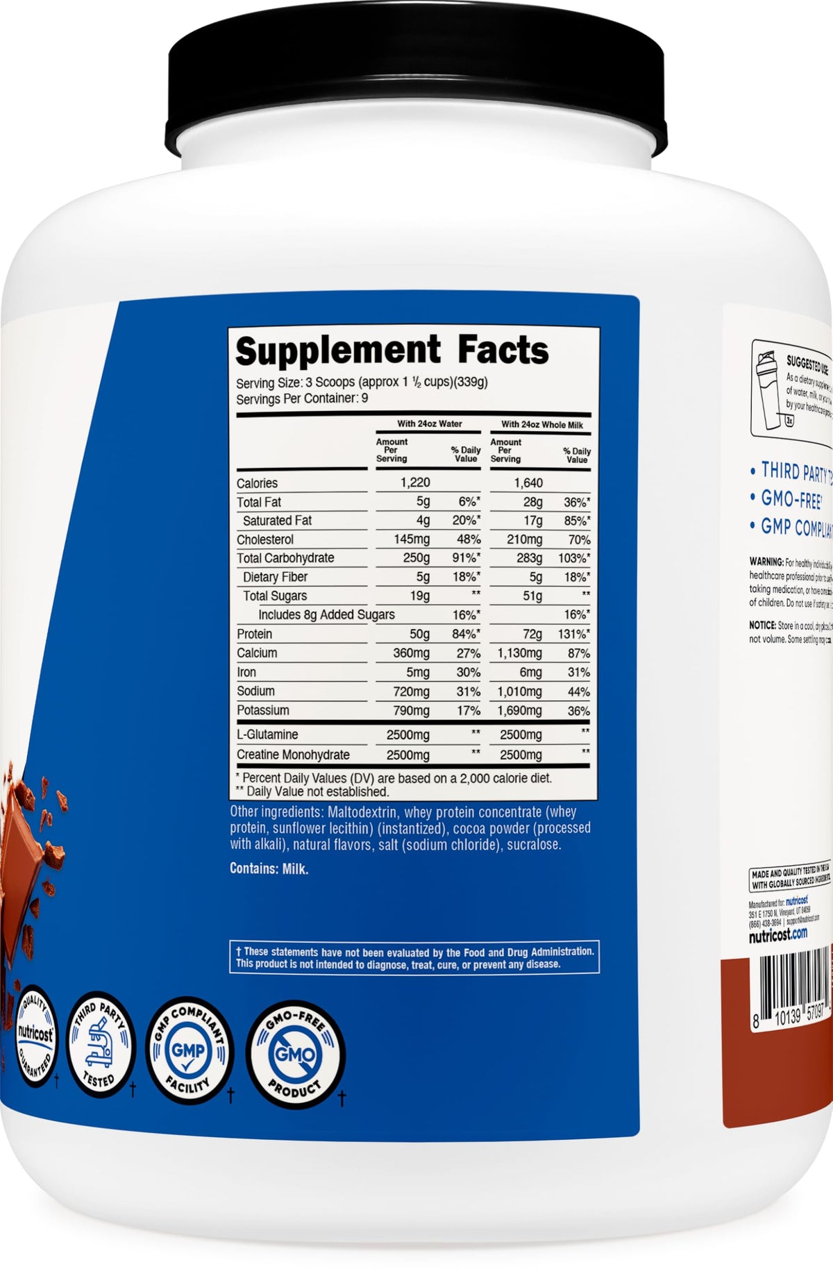 Nutricost premium whey protein and creatine monohydrate blend for recovery