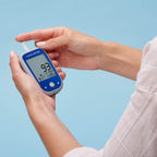 Close up of EvenCare G2 glucose strip with six second result label
