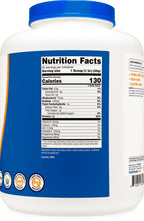 Nutricost large five pound fitness supplement container displaying independent third party laboratory test seals.