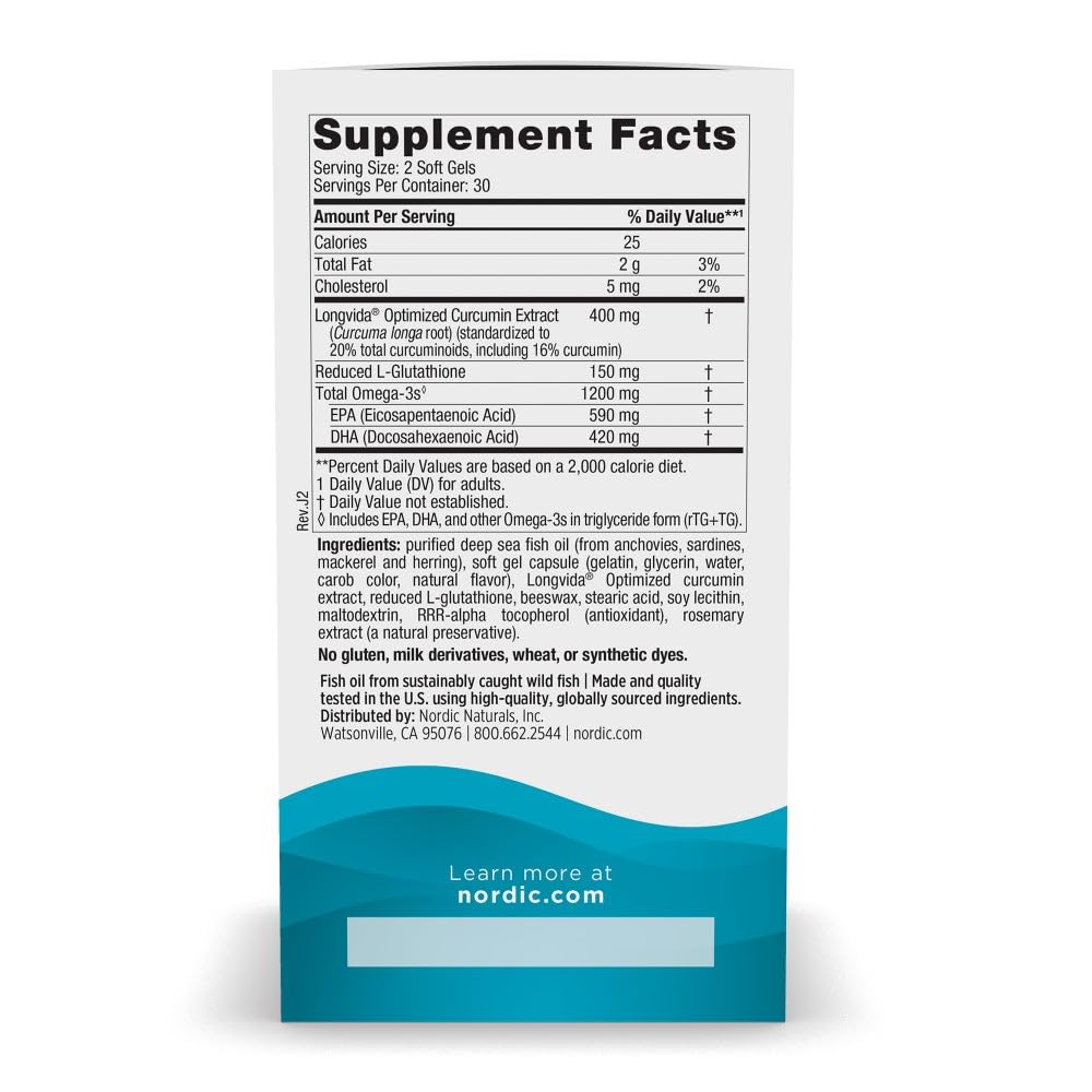 Nordic Naturals Omega Curcumin supplement facts label