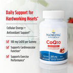 Nordic Naturals chewable cardiovascular support supplements showing strawberry gummy pieces