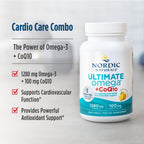 Back label of Nordic Naturals Ultimate Omega plus CoQ10 showing supplement facts and 1280 milligrams dosage