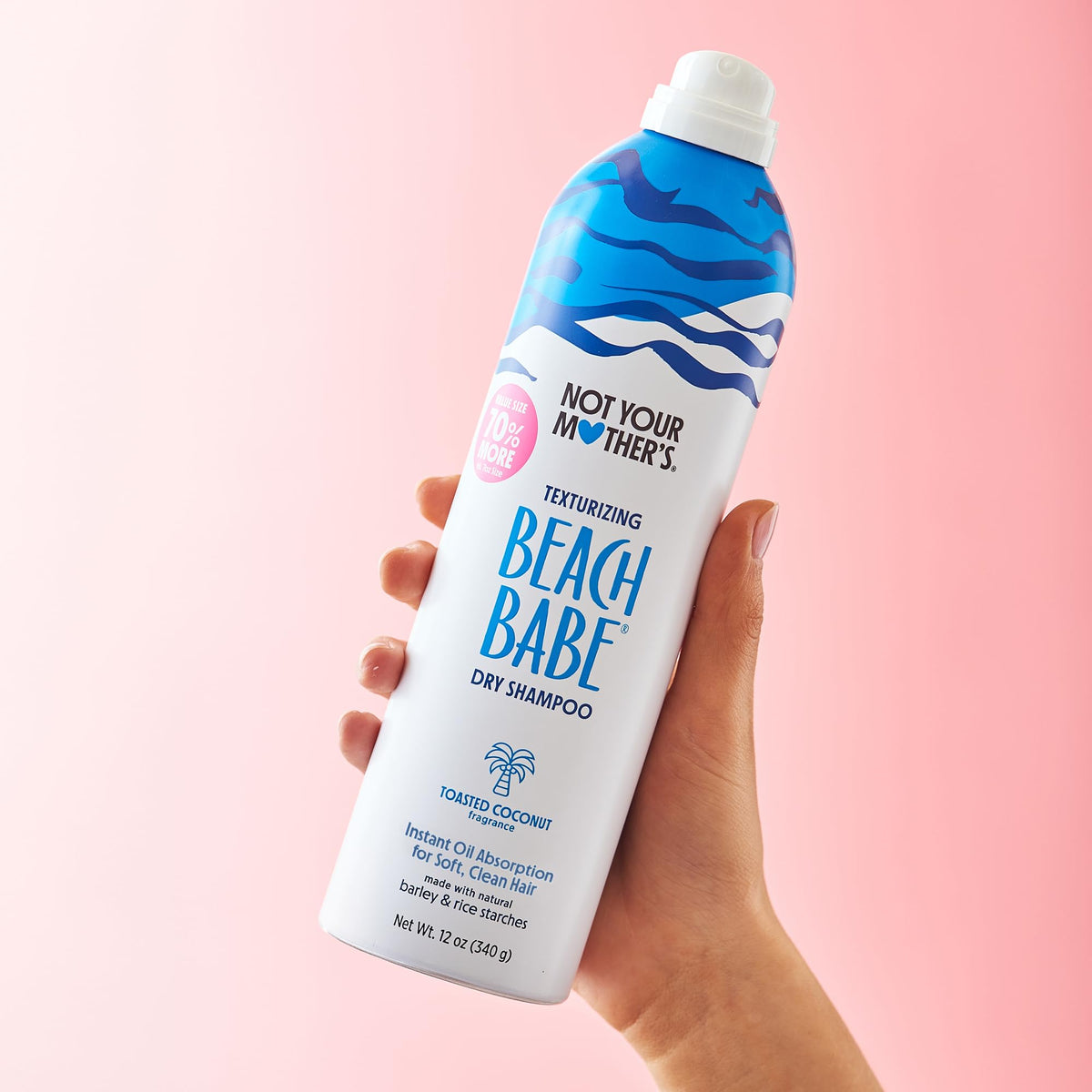 Back of Not Your Mother's Beach Babe dry shampoo bottle showing usage instructions