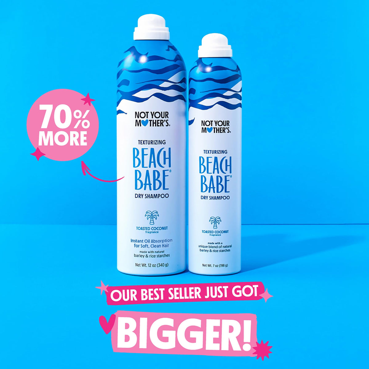 Not Your Mother's Beach Babe dry shampoo jumbo size comparison