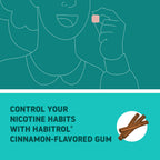 Side angle view of Habitrol 2 mg cinnamon flavor stop smoking aid showing drug facts and dosage details.