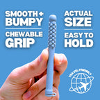 Ice mint flavor sensory substitute device showing the textured bite zones for anxiety management