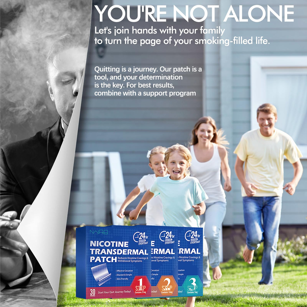 Close up of the transdermal nicotine patch delivery system package for effective craving control