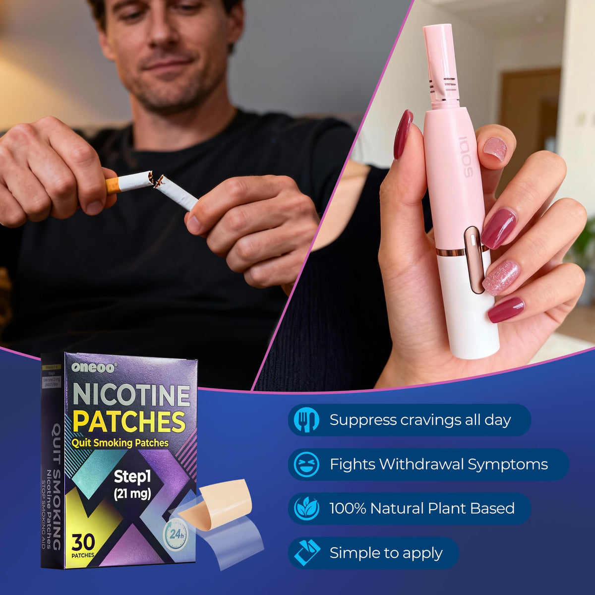 Oneoo nicotine replacement therapy step one patch unboxed showing individual sealed wrappers