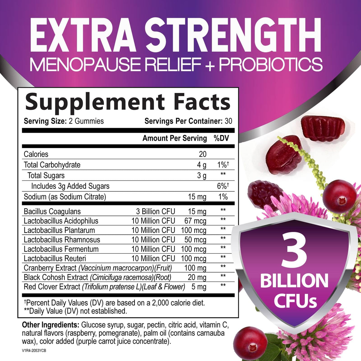 Nature's Nutrition advanced menopause relief formula supplement facts label