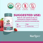 MaryRuth Organics non-GMO hot flash relief chewable vitamins showing sixty strawberry flavored pectin gummies.