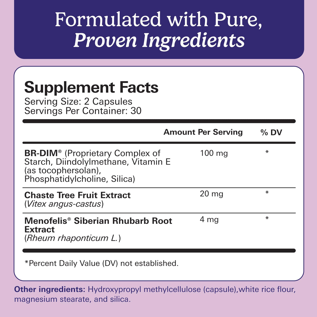 Santo Remedio Hormonal Balance 30 capsules packaging showing hormone-free ingredients