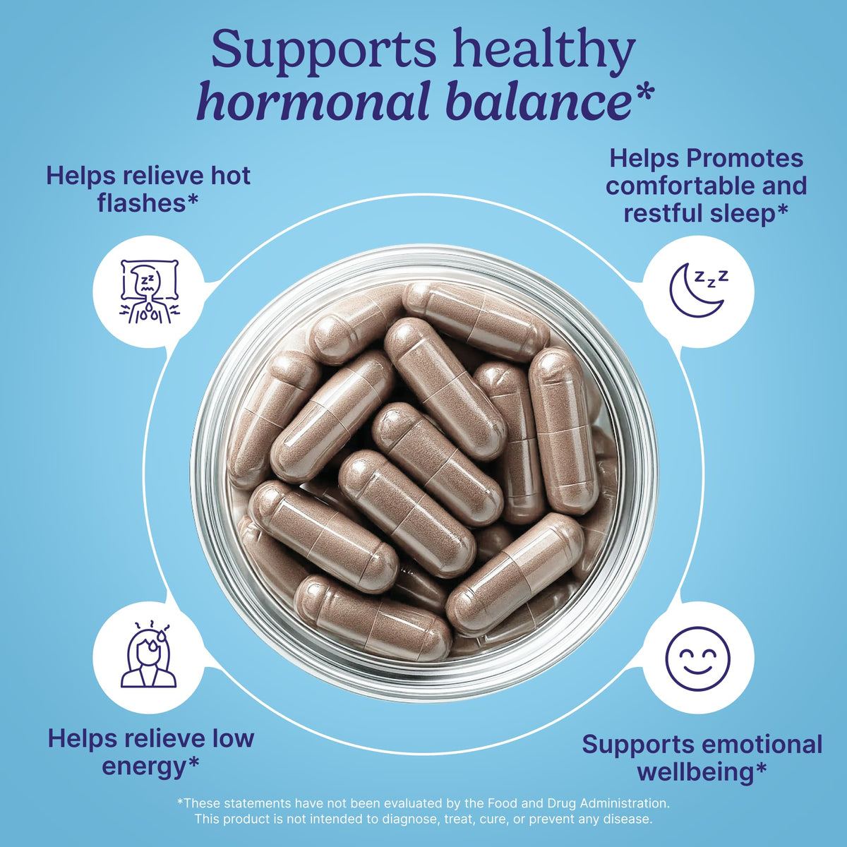 Supplement facts label on Santo Remedio Hormonal Balance bottle showing siberian rhubarb and DIM