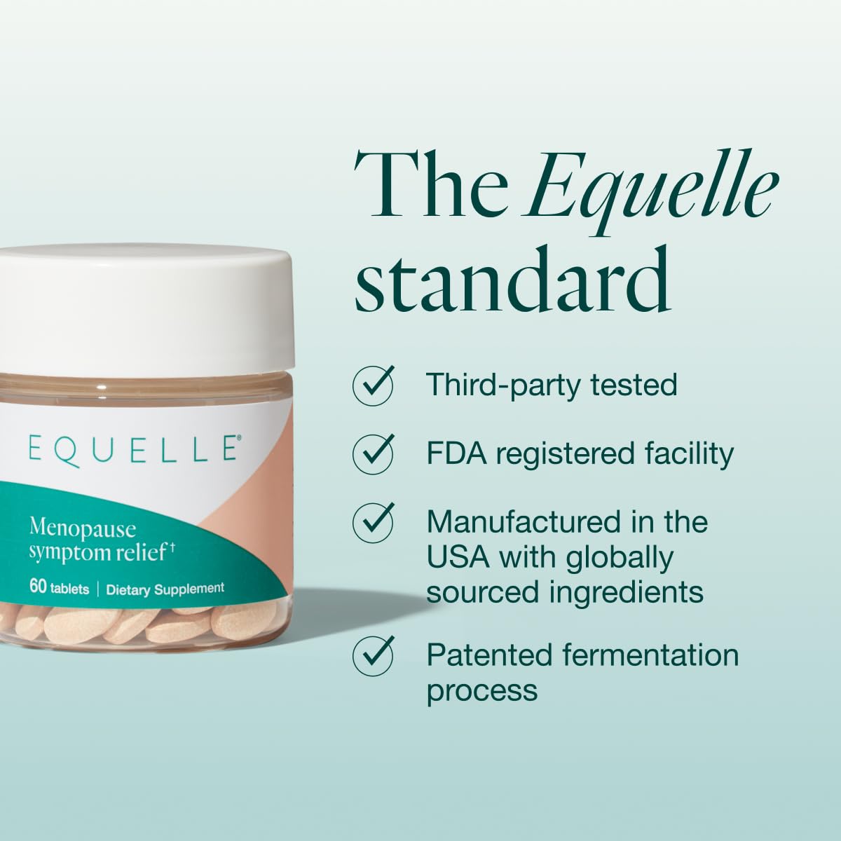 EQUELLE premium fermented soy germ menopause relief dietary tablets