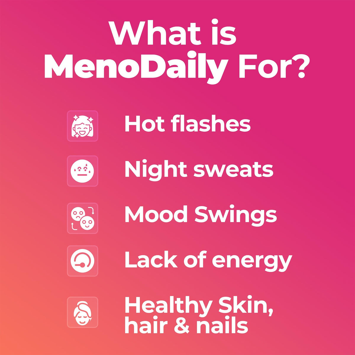Happy Mammoth Meno Daily 72 capsules nutrition facts label showing plant based ingredients.