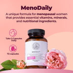 Happy Mammoth Meno Daily supplement for hot flashes and metabolism support side view.